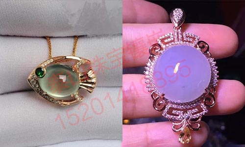 翡翠吊坠镶嵌图片