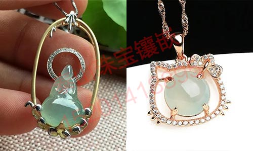 翡翠吊坠镶嵌图片